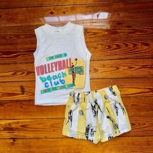 Vintage Kids Volleyball Beach Club Tank and Shorts Set